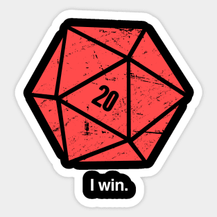 I Win | Funny d20 Roleplaying Game Graphic Sticker